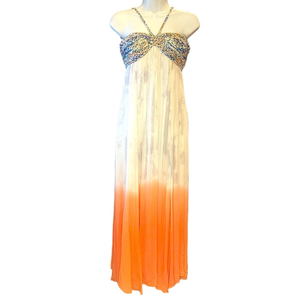 NWT Free People Snake Goddess Dip Dye Ombre Chiffon Maxi Dress Size 4